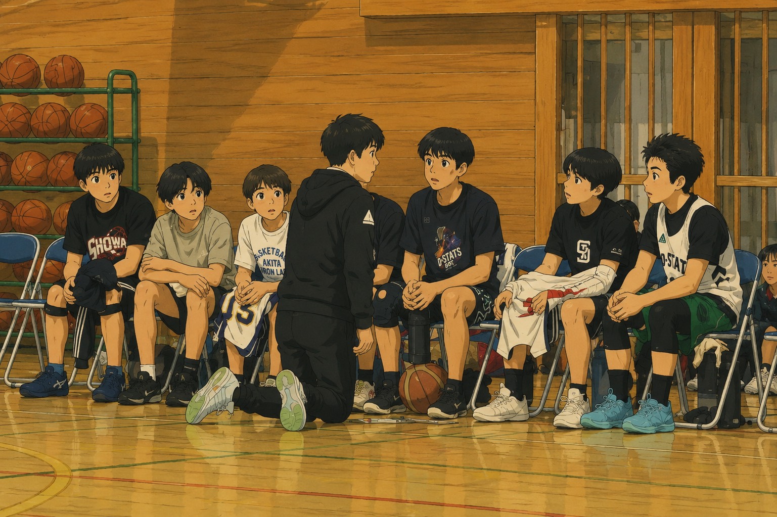 ベンチで戦況を見つめる D-STATS の選手たち