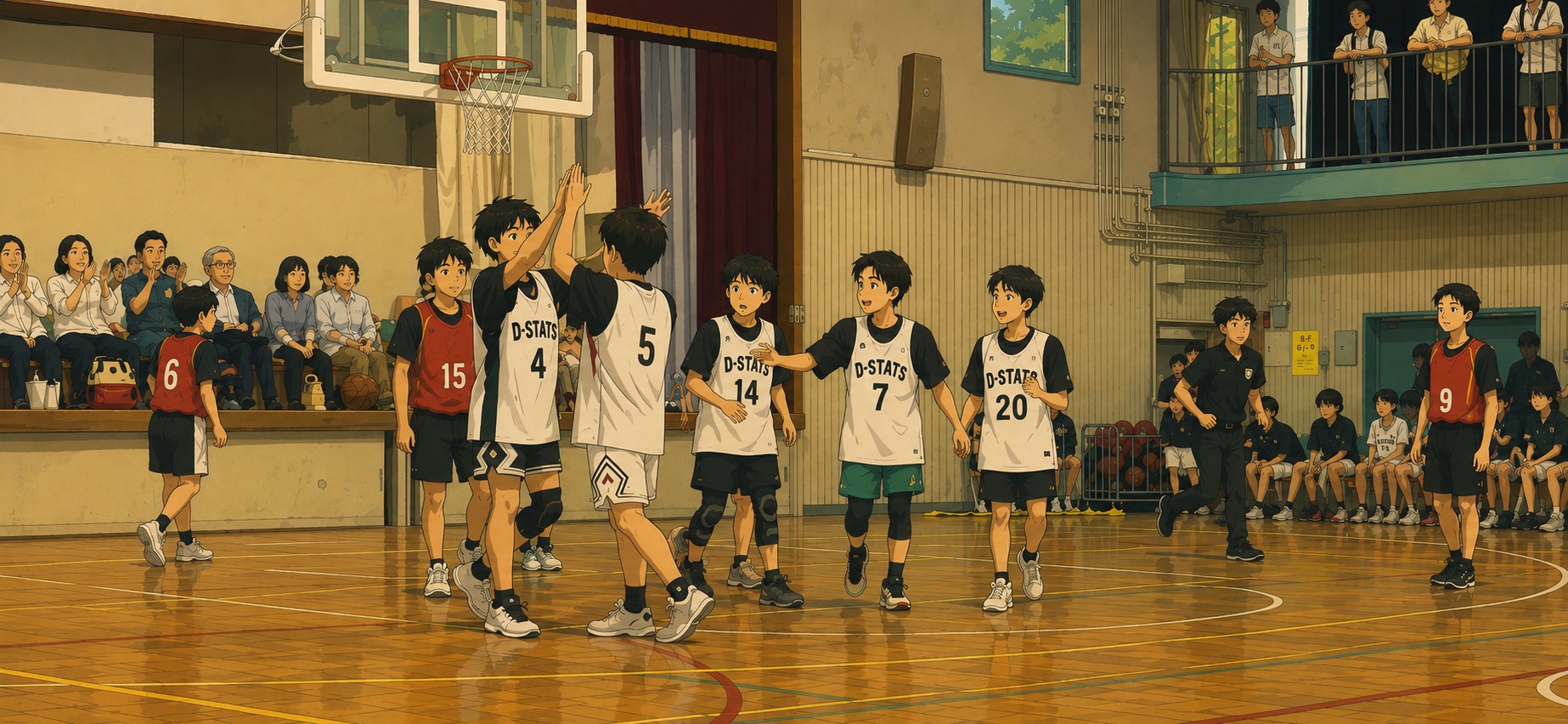 試合中、仲間とハイタッチする D-STATS の選手たち